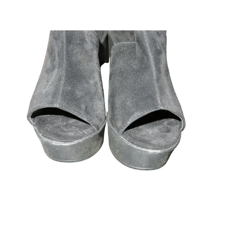 Nikta Black Suede Stacked Chunky Heel Platforms NIB available in sizes 9 and 10